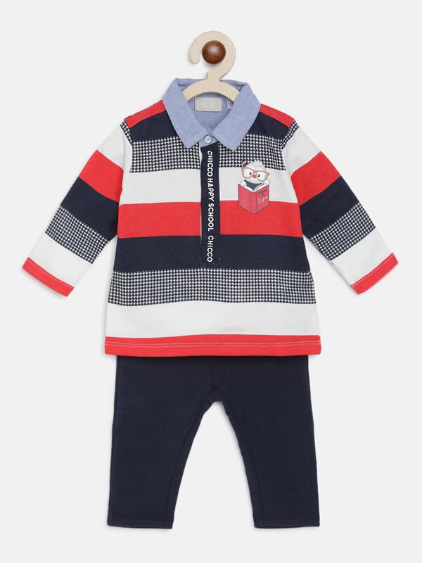 Striped T-Shirt - Trousers Set (2Pc) image number 0